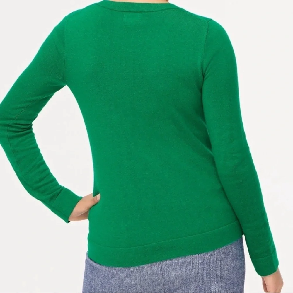 J. Crew Teddie 100% Cotton Crewneck Sweater Kelly Green Sz XXS